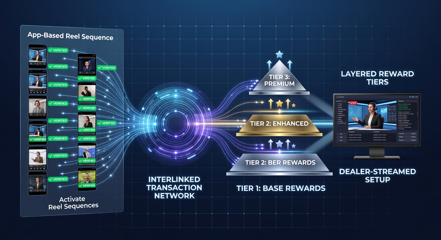 Vernetztes Transaktionsnetzwerk in mobilen Reel-Sequenzen und Live-Dealer-Setups