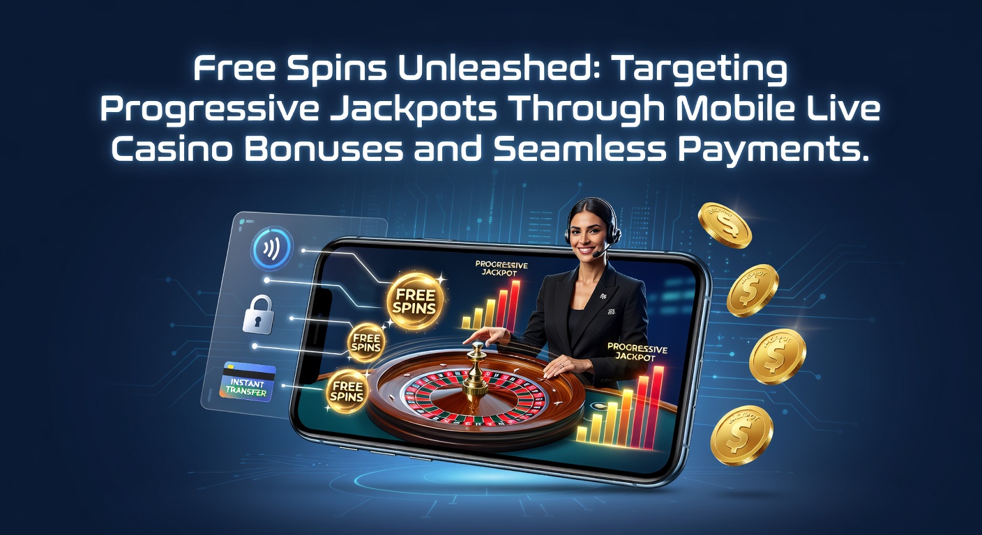 Smartphone mit leuchtendem Progressive Jackpot in einem Mobile Live Casino, umgeben von Free Spins-Symbolen und Bonus-Icons