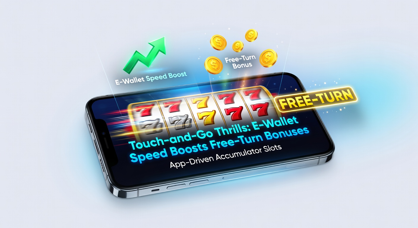 Nahaufnahme eines Akkumulator-Slot-Screens auf einem Tablet, mit steigenden Balken, E-Wallet-Icons und explodierenden Free-Spin-Boni